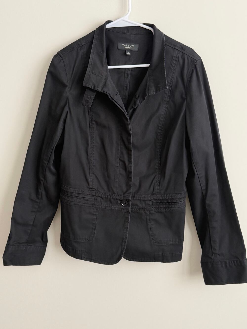 Talbots Black Lightweight Jacket Women’s 12 Button Front Structured Collar